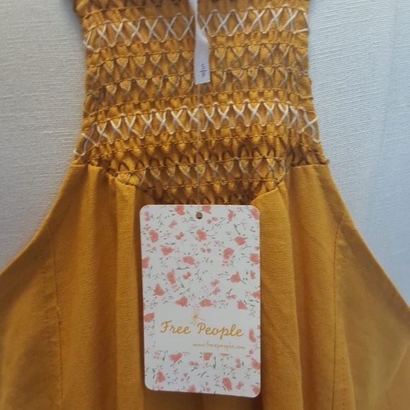 Free People Mustard Linen Cotton Dress Last Spring - Picture 5 of 6